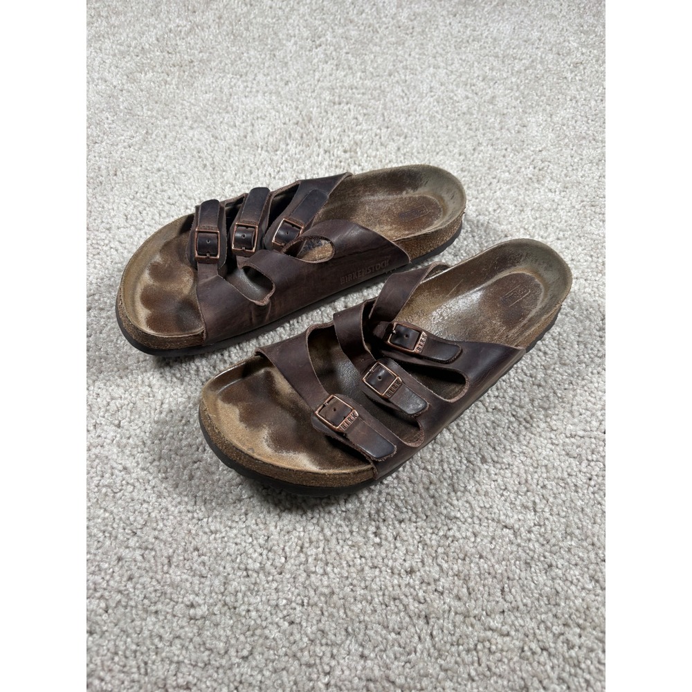 Birkenstock Florida Soft Footbed Oiled Leather Sandals Brown Womens 9